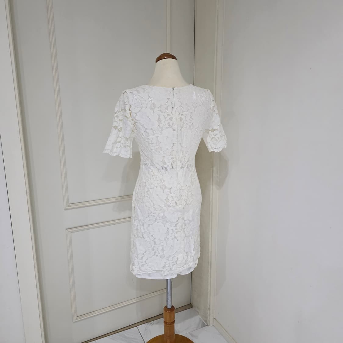 일본빈티지)셀프웨딩st 히메갸루 양산형 화이트 레이스 미니원피스 상품이미지3