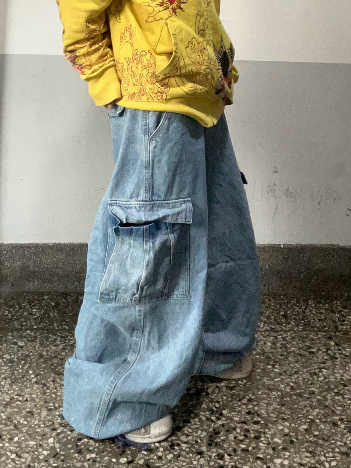 90s 연청조거 데님 카고 와이드배기팬츠 상품이미지2