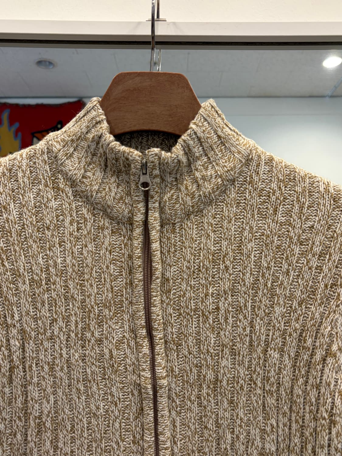 Vtg 빈티지 리브드 니트 집업 상품이미지2