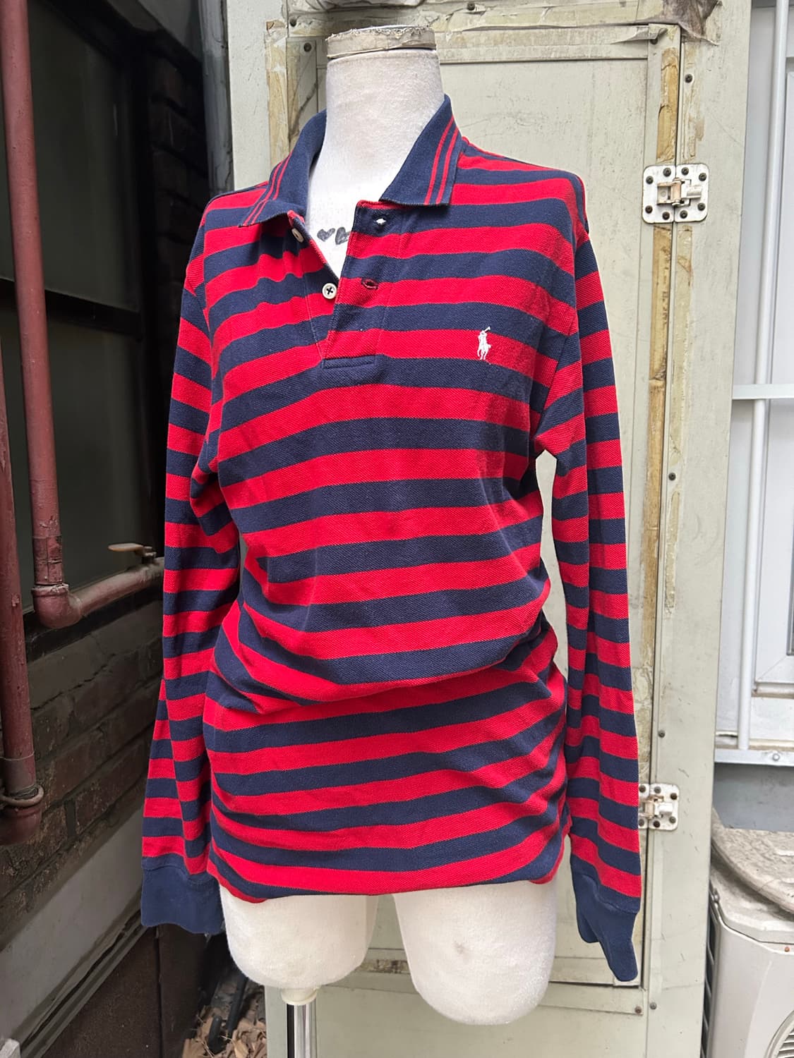 *Rare* 2000s 폴로 레드&네이비 스트라이프 카라 롱슬리브 상품이미지2