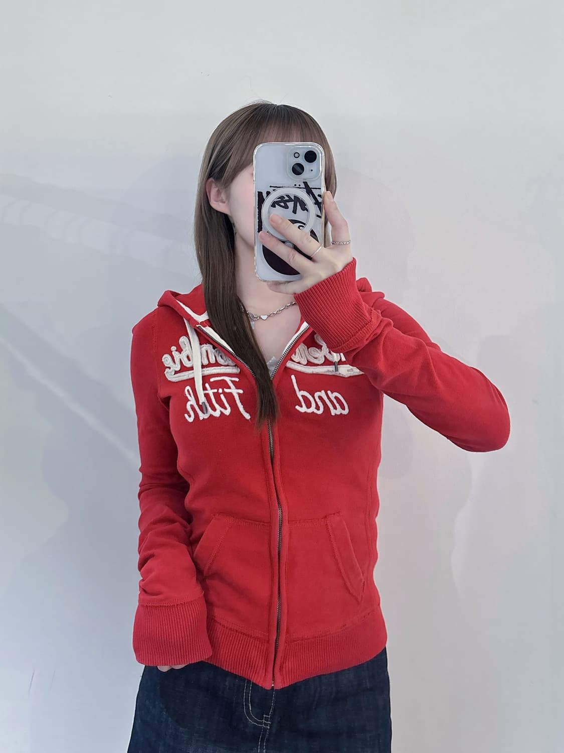 아베크롬비 레드 빅로고 후드집업 상품이미지2