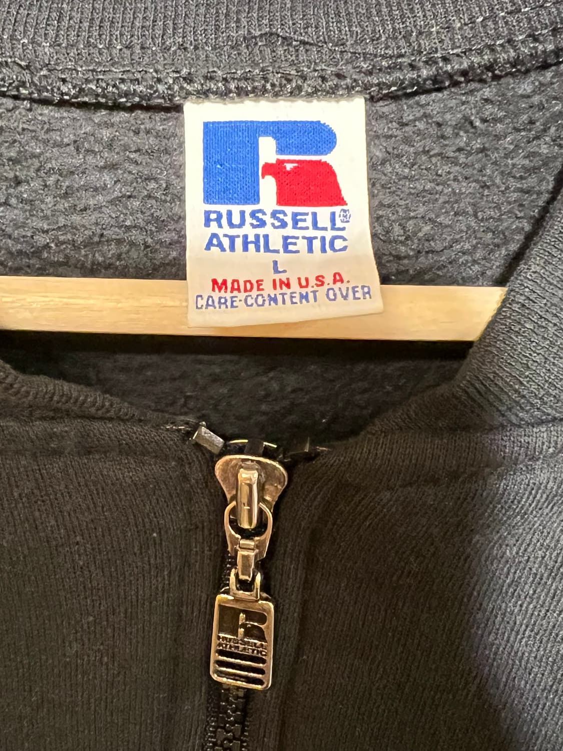 90s [L] USA 러셀 풀 집업 자켓 블랙 상품이미지6
