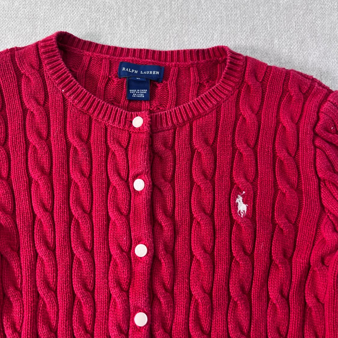 W 90 폴로랄프로렌 레드 꽈배기 가디건 상품이미지2