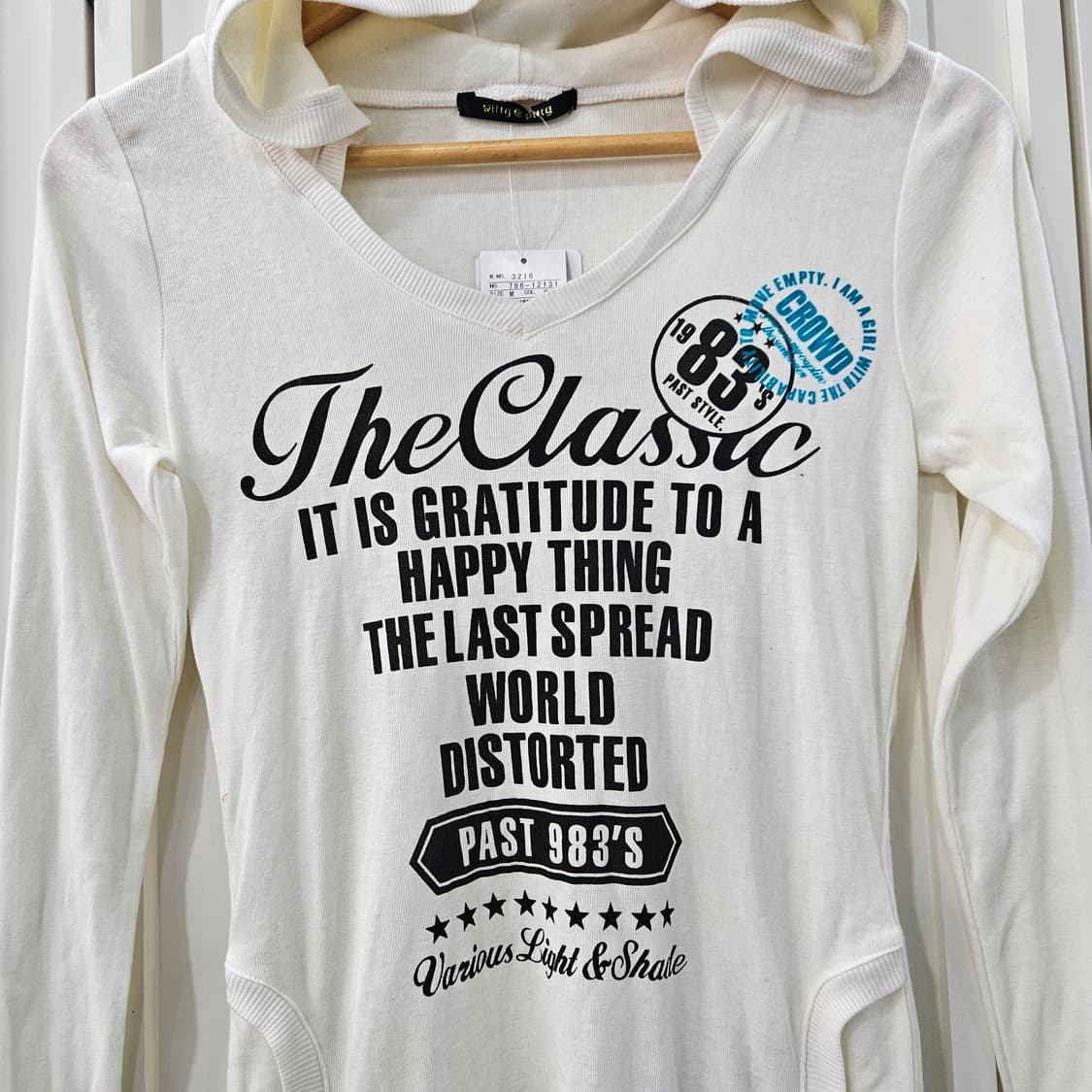 화이트 후드 롱티셔츠 프린팅 상품이미지2