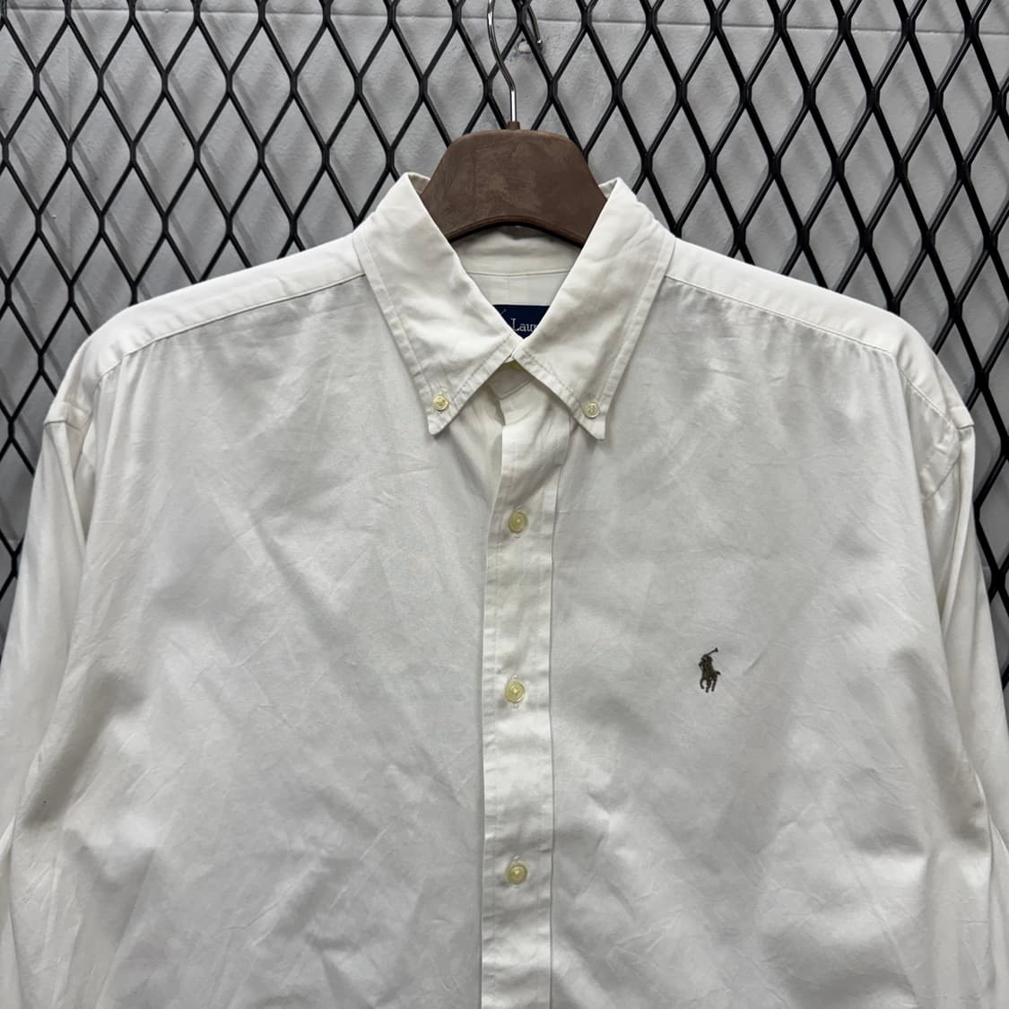 폴로 랄프로렌 솔리드 긴팔 셔츠 브라운 포니 포인트 화이트 상품이미지3
