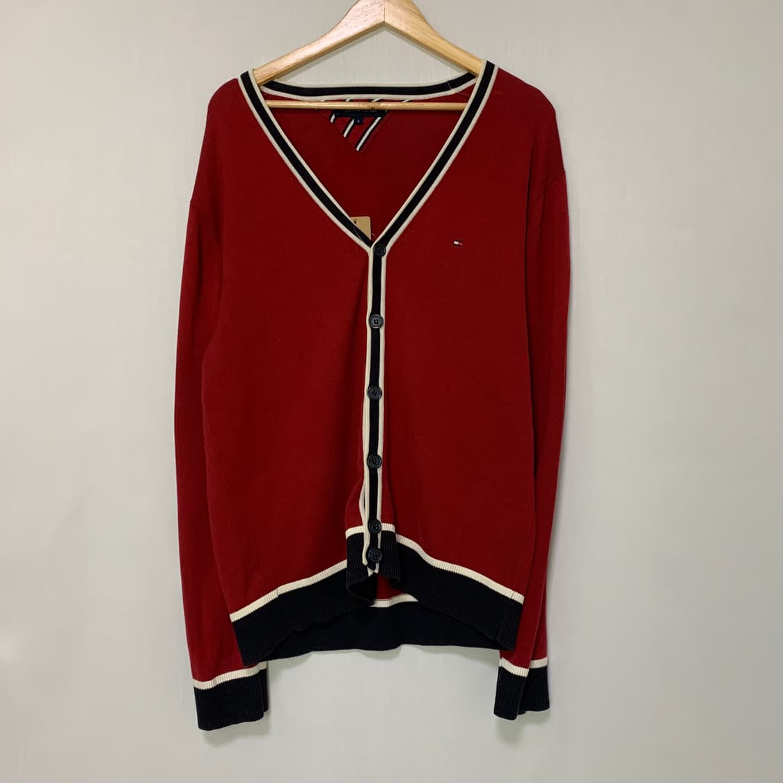 타미힐피거 버건디 가디건 XL 빈티지 남녀공용 상품이미지2