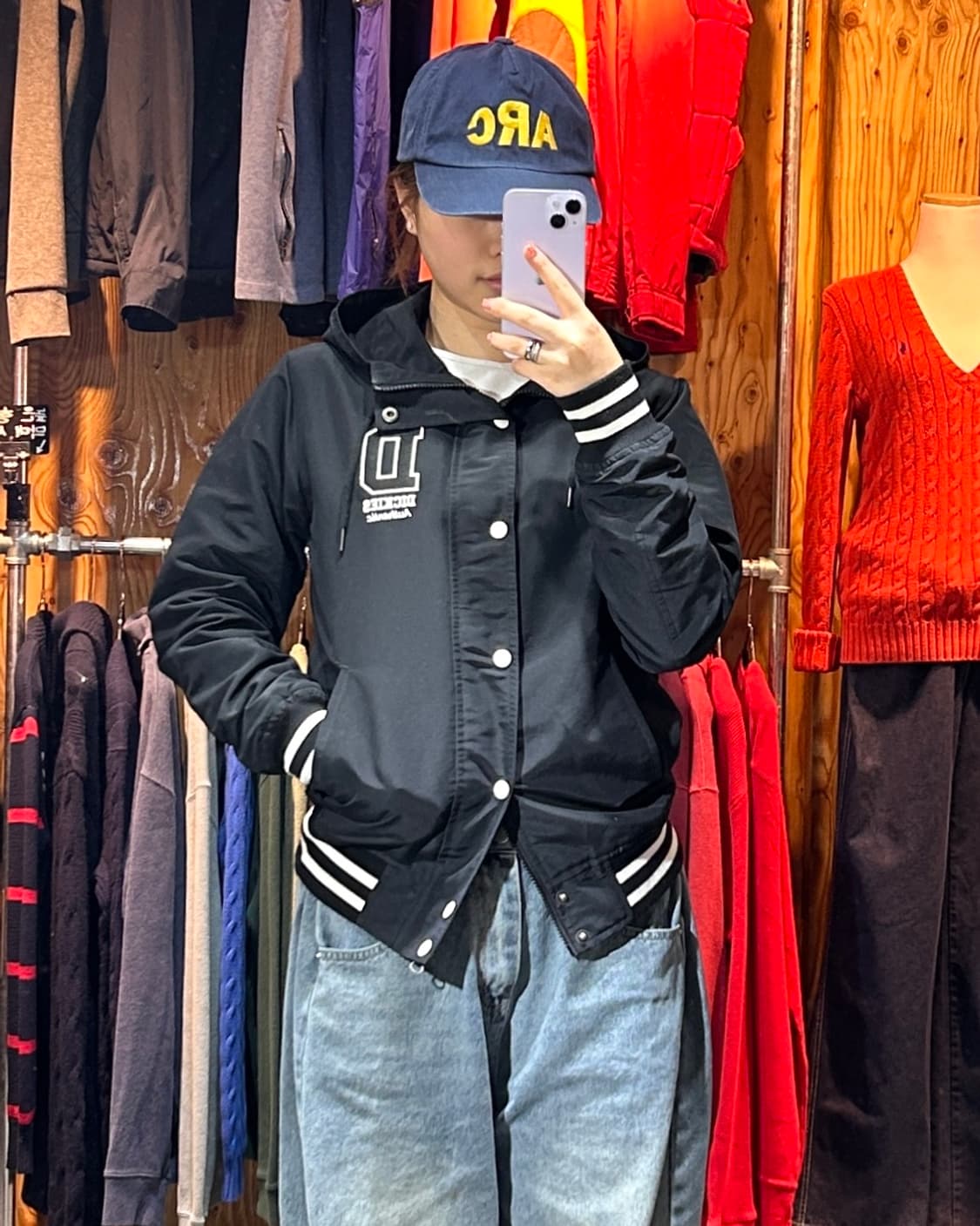 S 디키즈 화이트버튼 D로고패치 블랙 나일론 상품이미지1