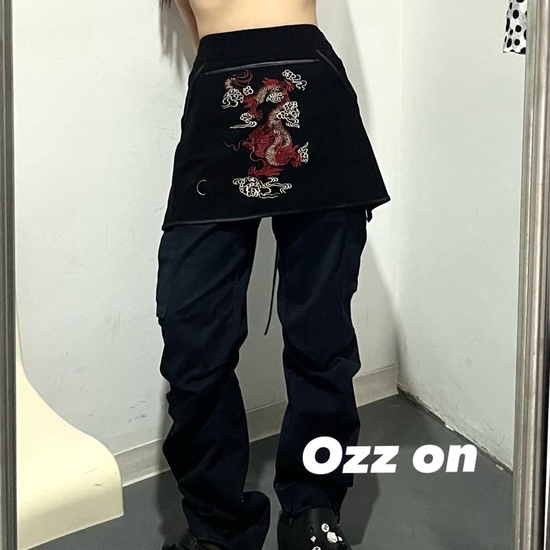 오즈온 오리엔탈 자수 레이어드 랩스커트 상품이미지1