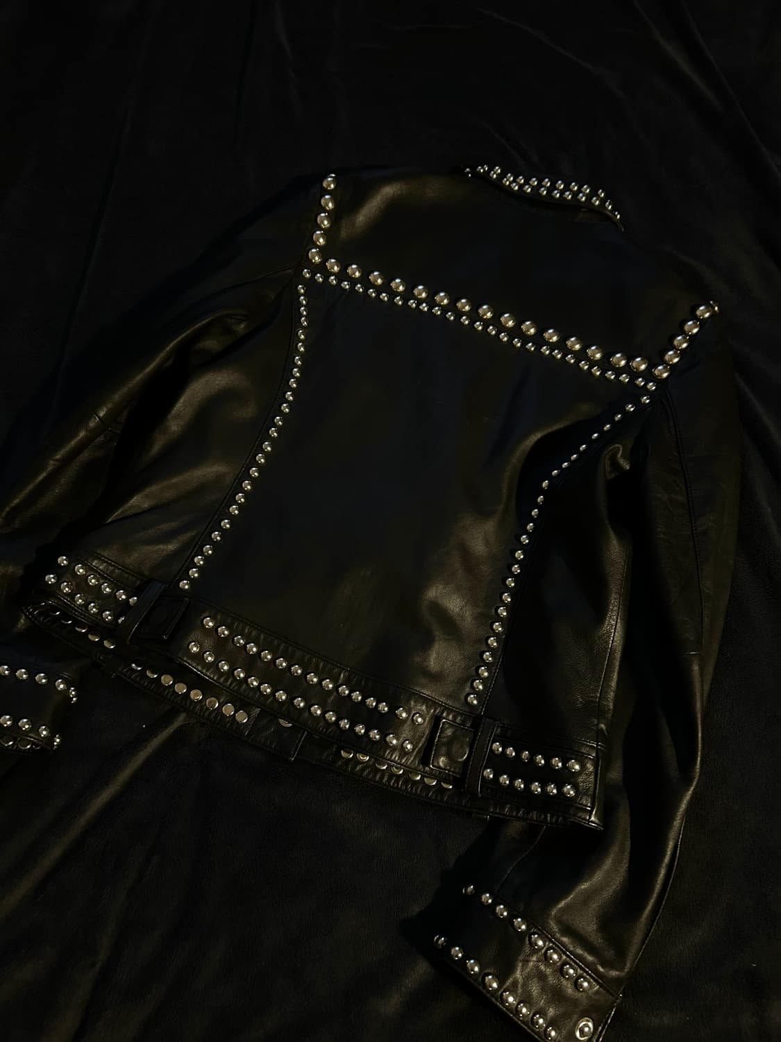 Sheep Skin Leather Line Stud jacket 상품이미지5