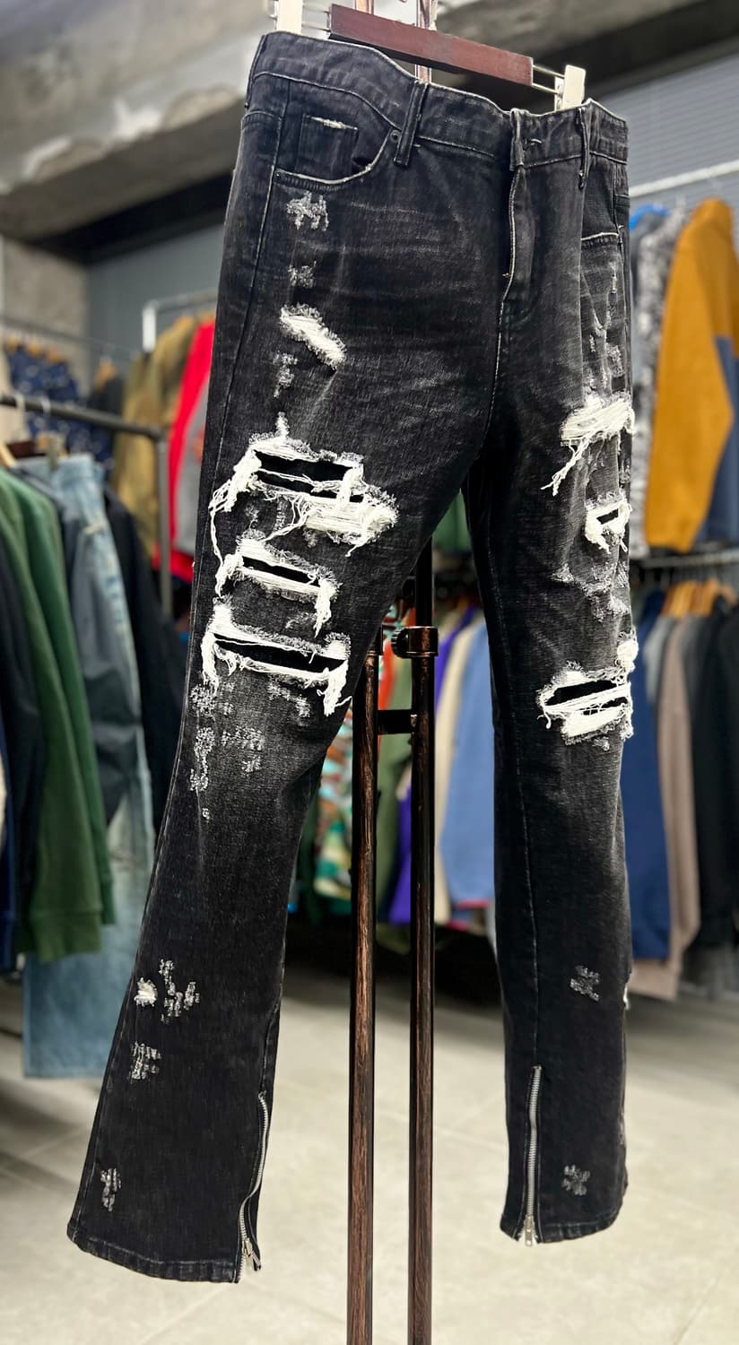 옆지퍼 블랙진 상품이미지3