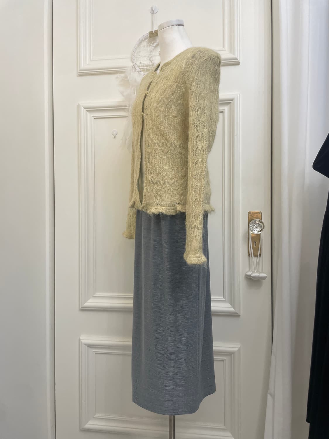 charcoal pleats basic long skirt 상품이미지8