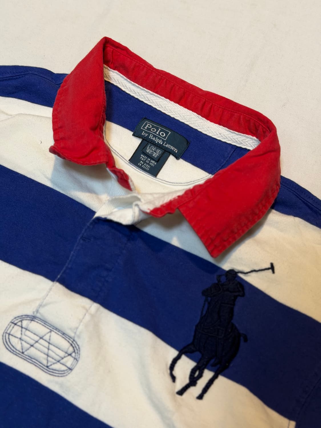 폴로 랄프로렌 빅포니 스트라이프 롱슬리브 럭비티 화이트 블루 상품이미지2