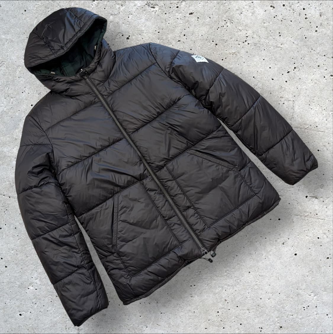 [M] 바버 비콘 구스 다운 리버시블 블랙 체크 후드 패딩 자켓 C58 상품이미지2