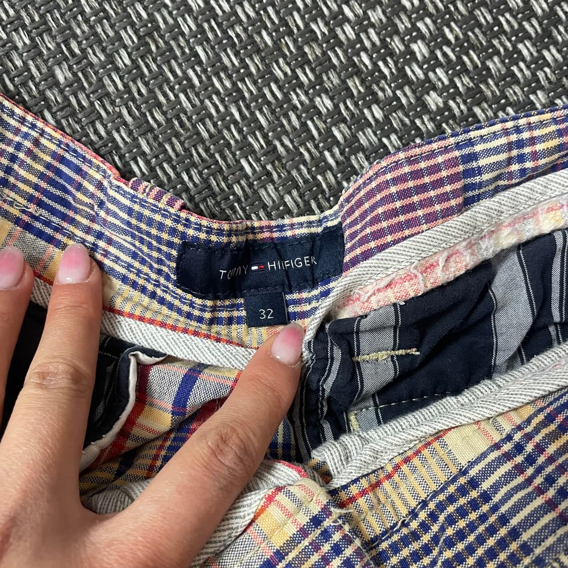 (32) 타미힐피거 마드라스 체크 패치워크 코튼 하프팬츠 상품이미지4
