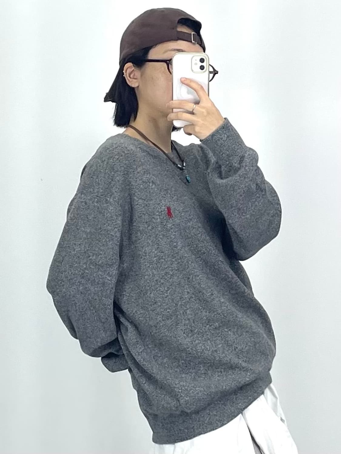 [3XL폴로 그레이 니트 맨투맨 CK9801 상품이미지3