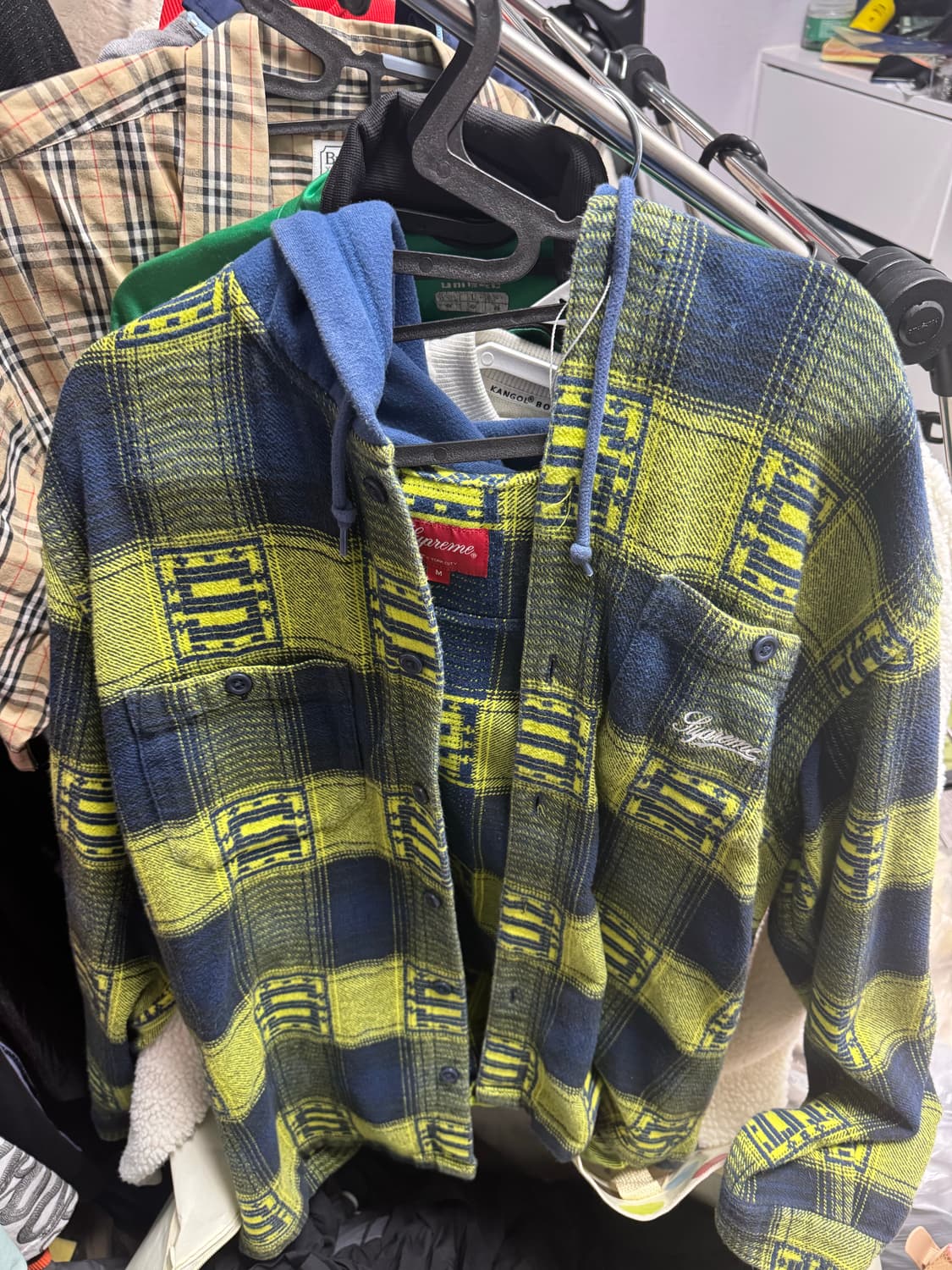  (희귀매물) 슈프림 체크 후드 거의 새 상품급 상품이미지1