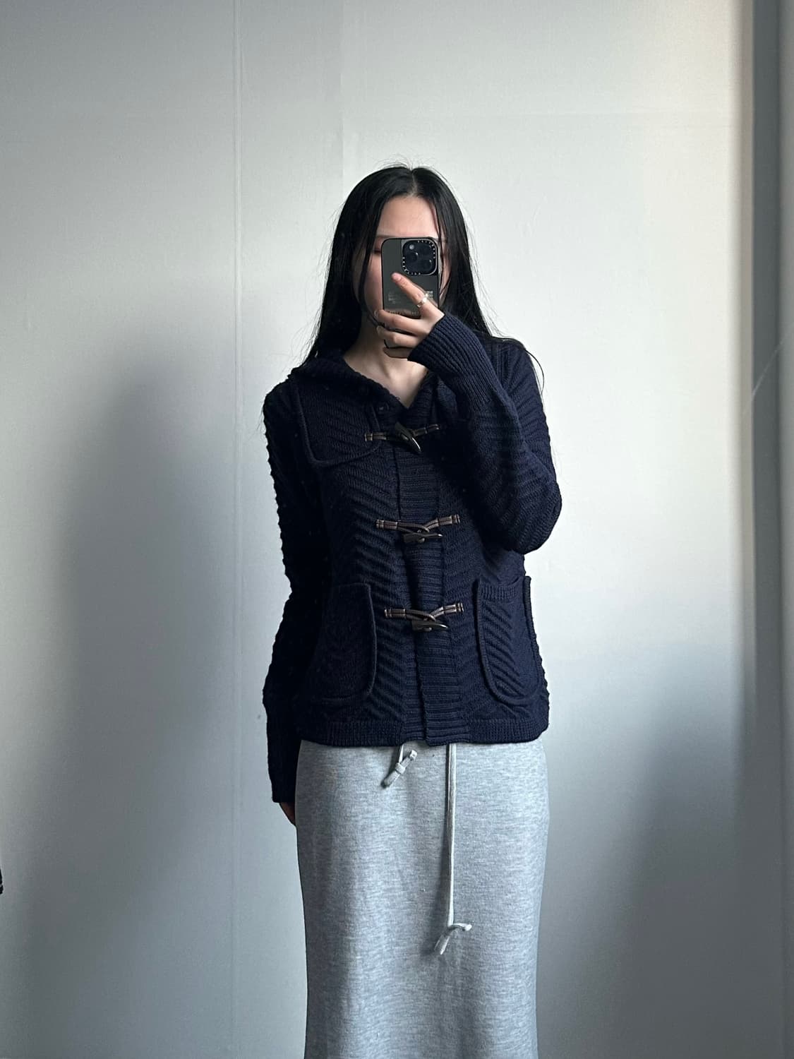 Vintage 빈티지 네이비 더플 후드 니트 가디건  상품이미지1