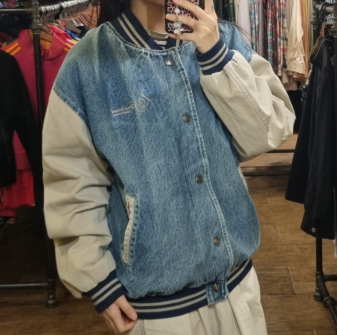 [Hi] vtg 빈티지 데님 바시티 자켓 블루 상품이미지3