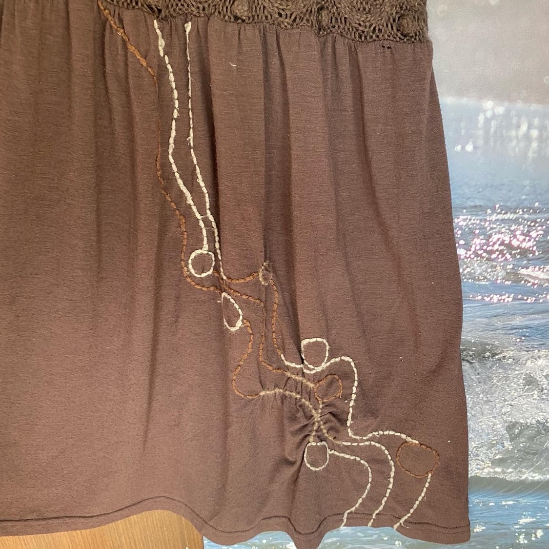 브라운 니트 자수 원피스 히피 모리 빈티지  상품이미지5