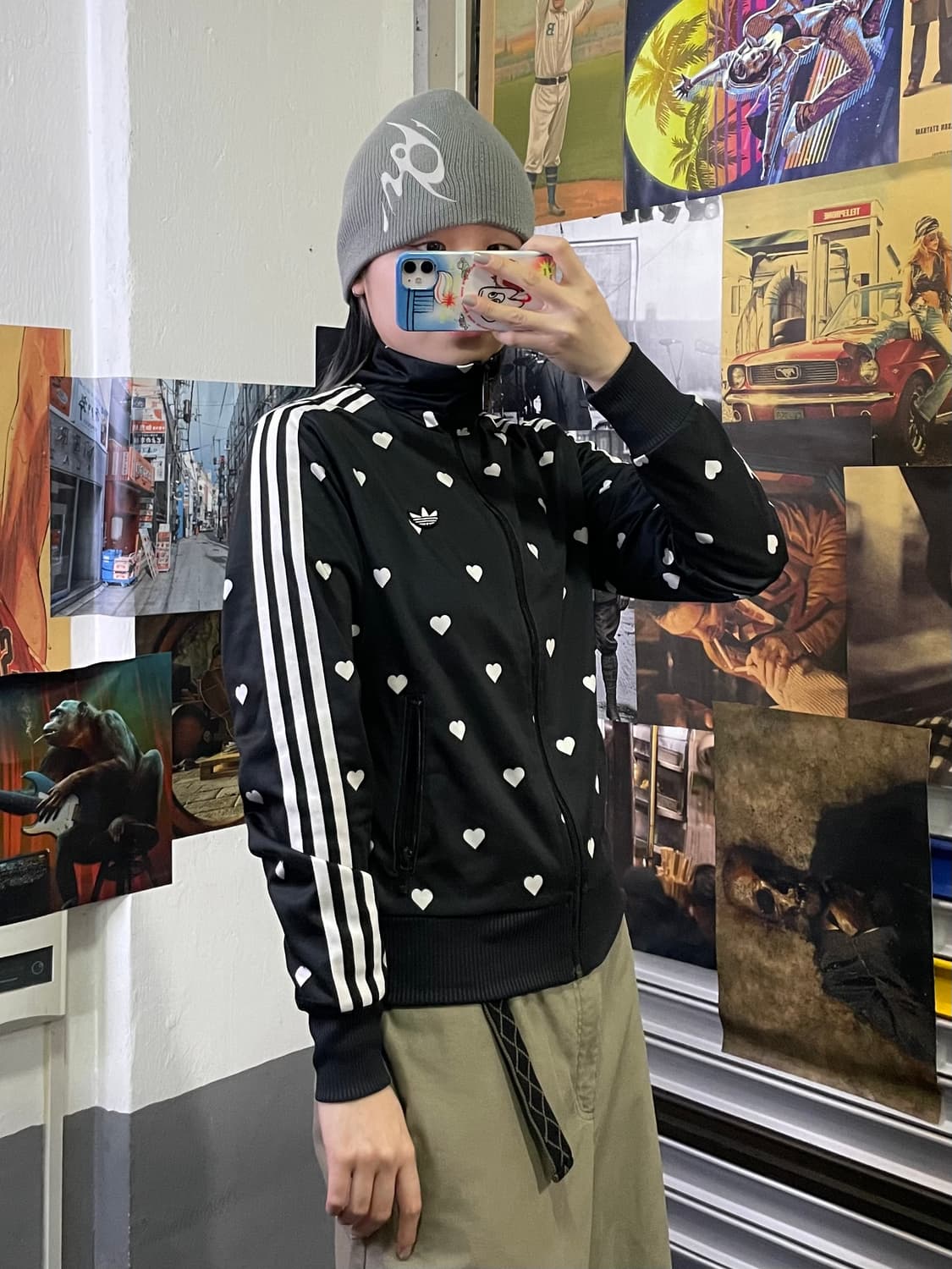 아디다스 하트 삼선 검흰 져지 S 상품이미지1