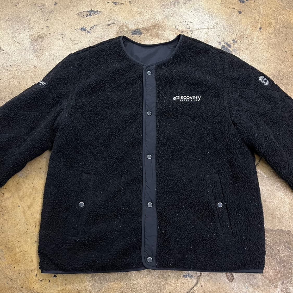 [정품/105] 디스커버리 검정색 양면 뽀글이 플리스 b16 상품이미지3