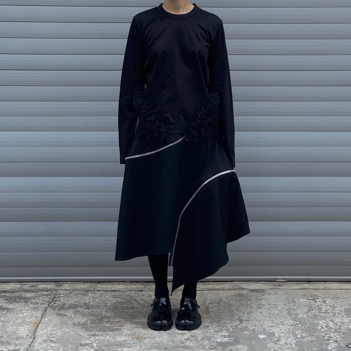 Diagonal Zipper  black skirt 상품이미지7