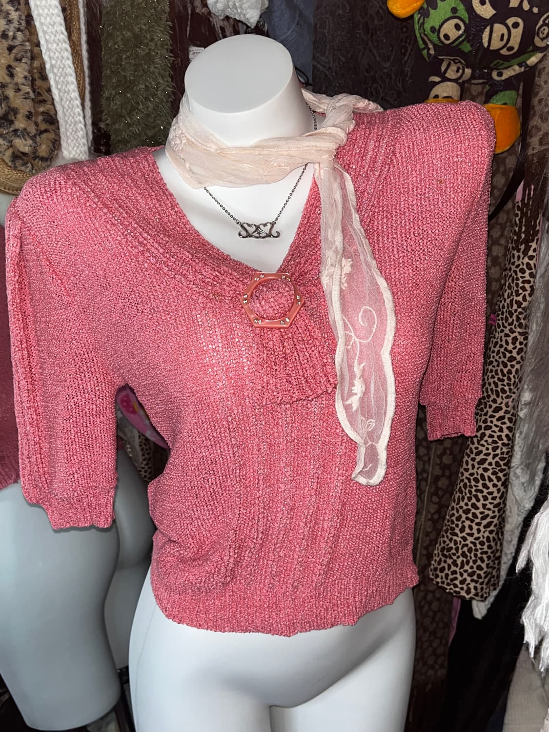 나나 하치st 히메 모리 코랄 니트탑 상품이미지1