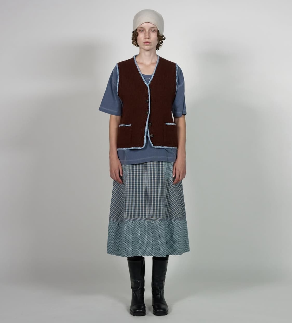 비아플레인 via pori check skirt 상품이미지1