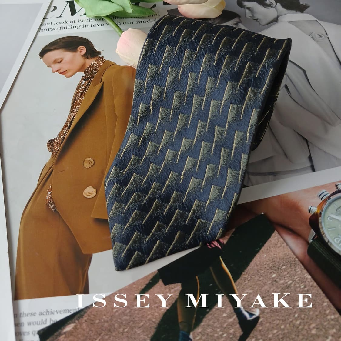 이세이 미야케 진네이비 패턴 넥타이 9.8cm A~B등급 A19738 상품이미지2