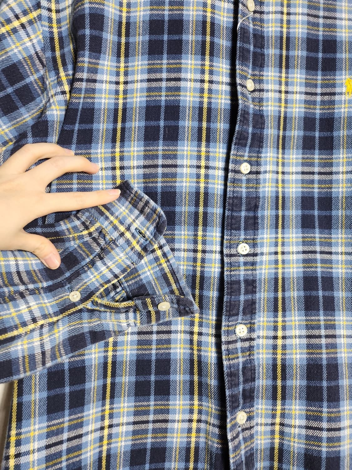L 폴로 랄프로렌 클래식핏 옐로우포니 블루  체크 셔츠 상품이미지4