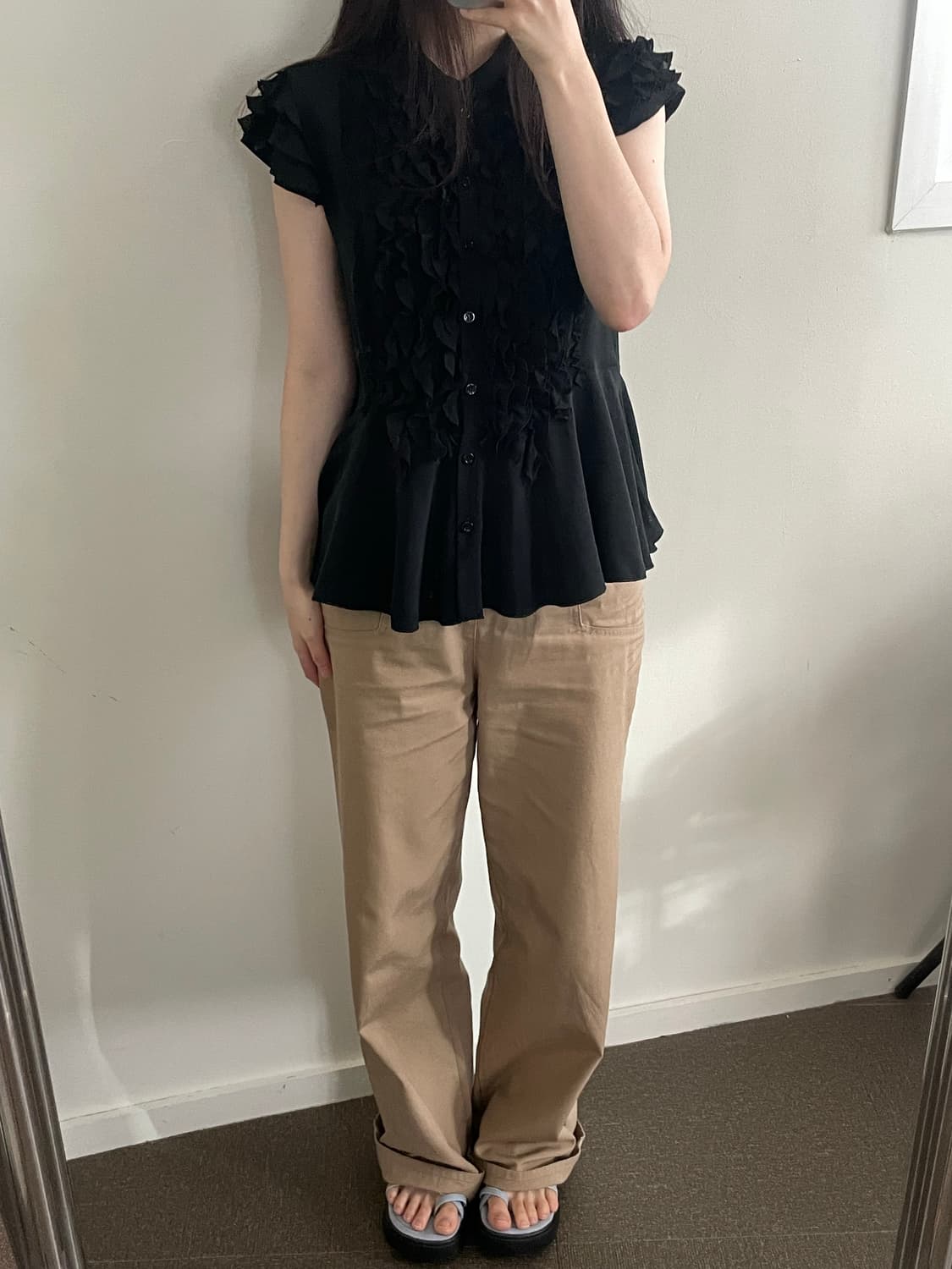 MOSCHINO frill cap sleeve silk blouse 상품이미지9