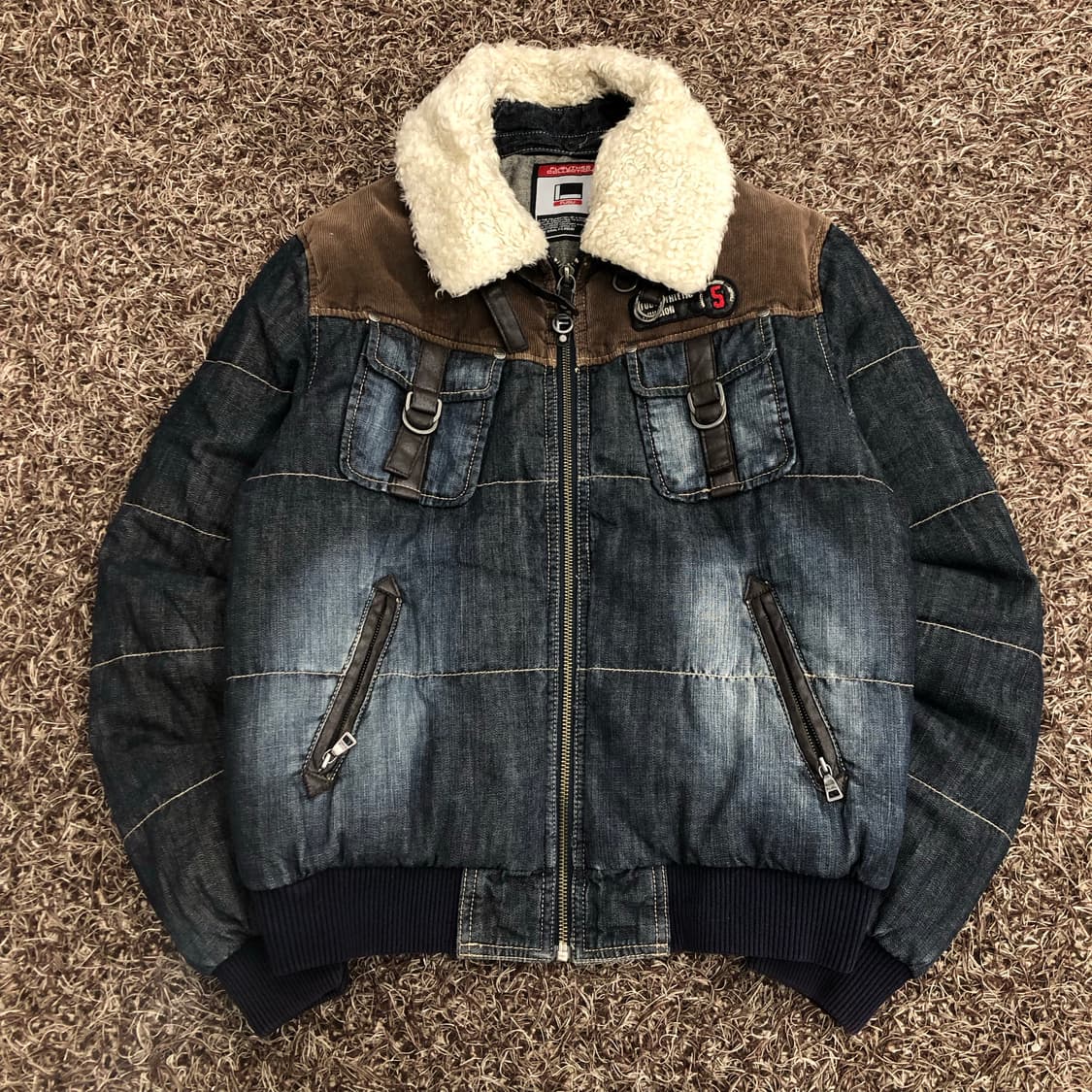 후부 덕다운 데님 숏 패딩 점퍼 상품이미지1