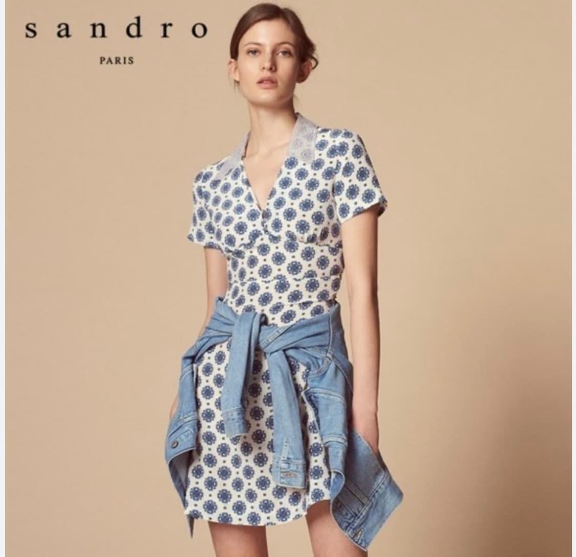 산드로 실크 100% 미니 원피스 55 상품이미지1