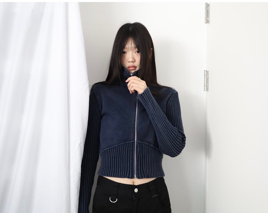 풀풀풀 피그먼트 집업 네이비 상품이미지1