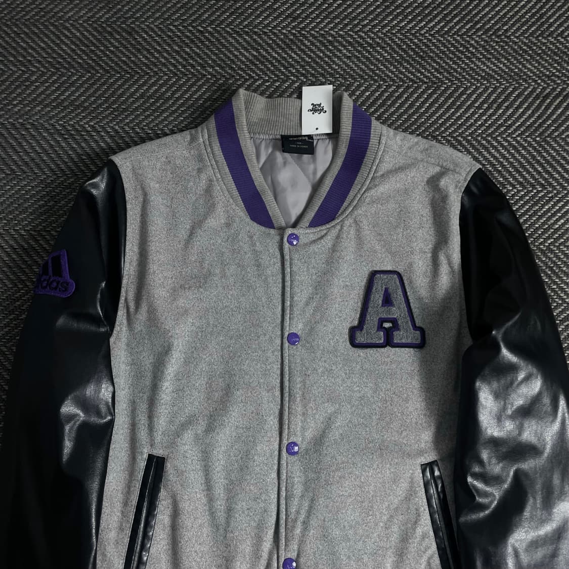 아디다스 빅로고 레더 스웻 바시티 자켓o 3433 상품이미지4