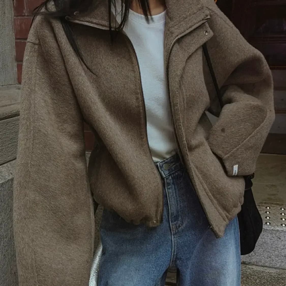 메이빈스 핸드메이드 숏 코트 브라운 여성 자켓 코트 상품이미지2