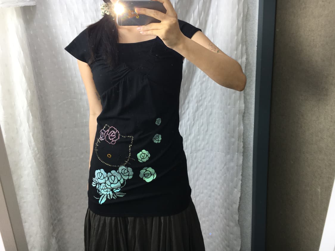 블랙 키티 큐빅 반소매 티셔츠 상품이미지5