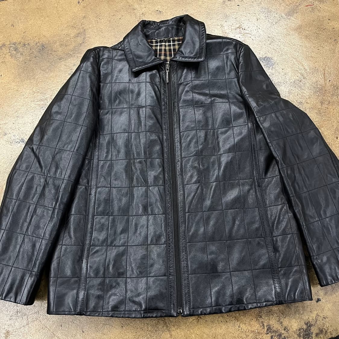 [정품/95] 닥스 런던 블랙 퀼팅 가죽 자켓 b16 상품이미지3