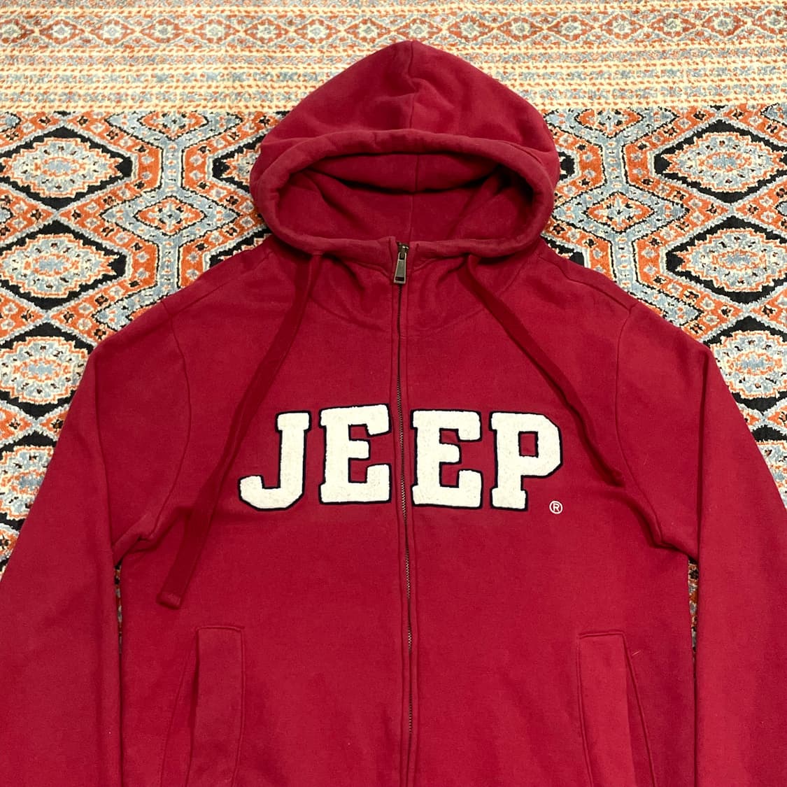 지프 스펠로고 레드 풀집업 기모 후드집업 남성M 상품이미지2