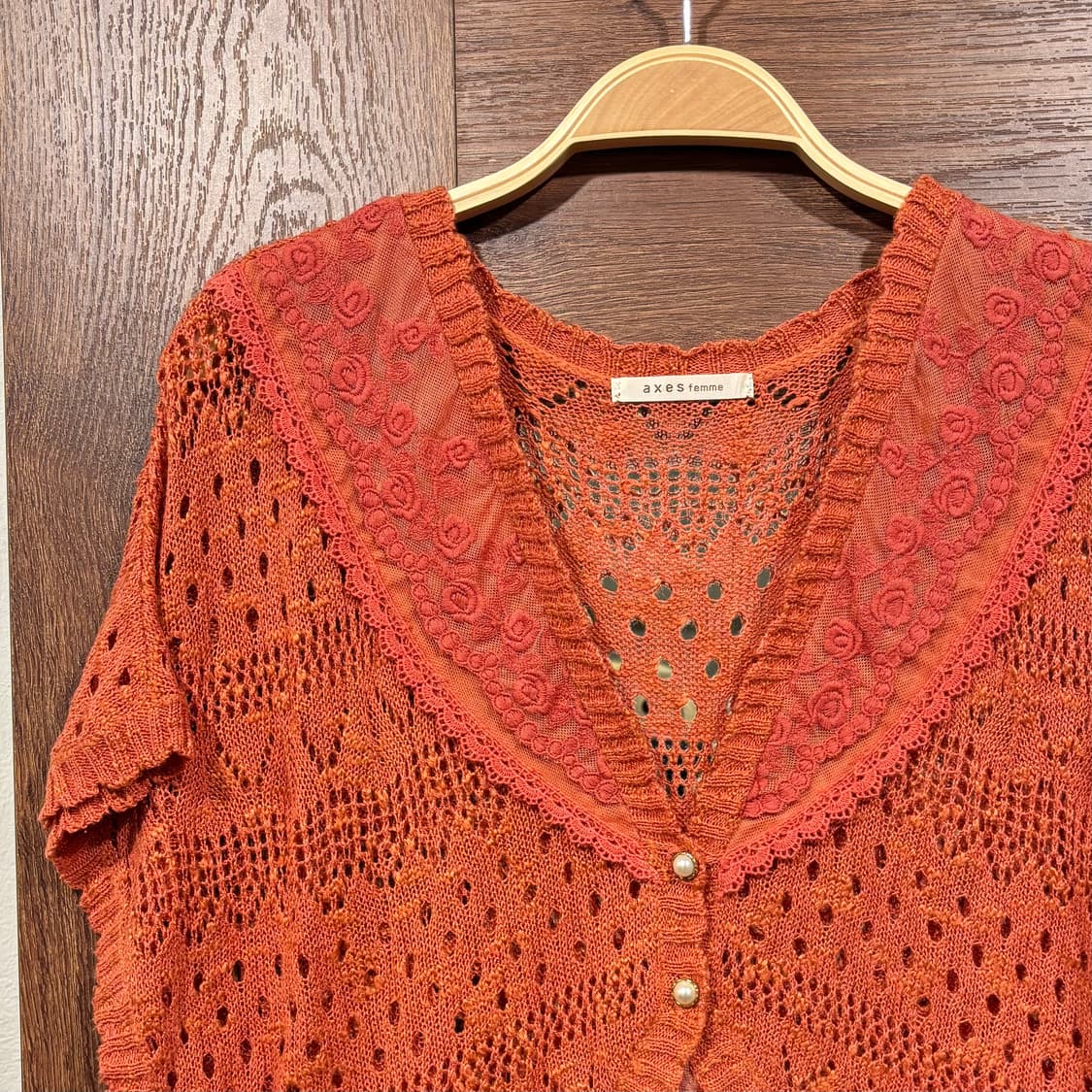 Axes femme 엑시즈팜 레이스 프릴 오렌지 숏 가디건 갸루 상품이미지3