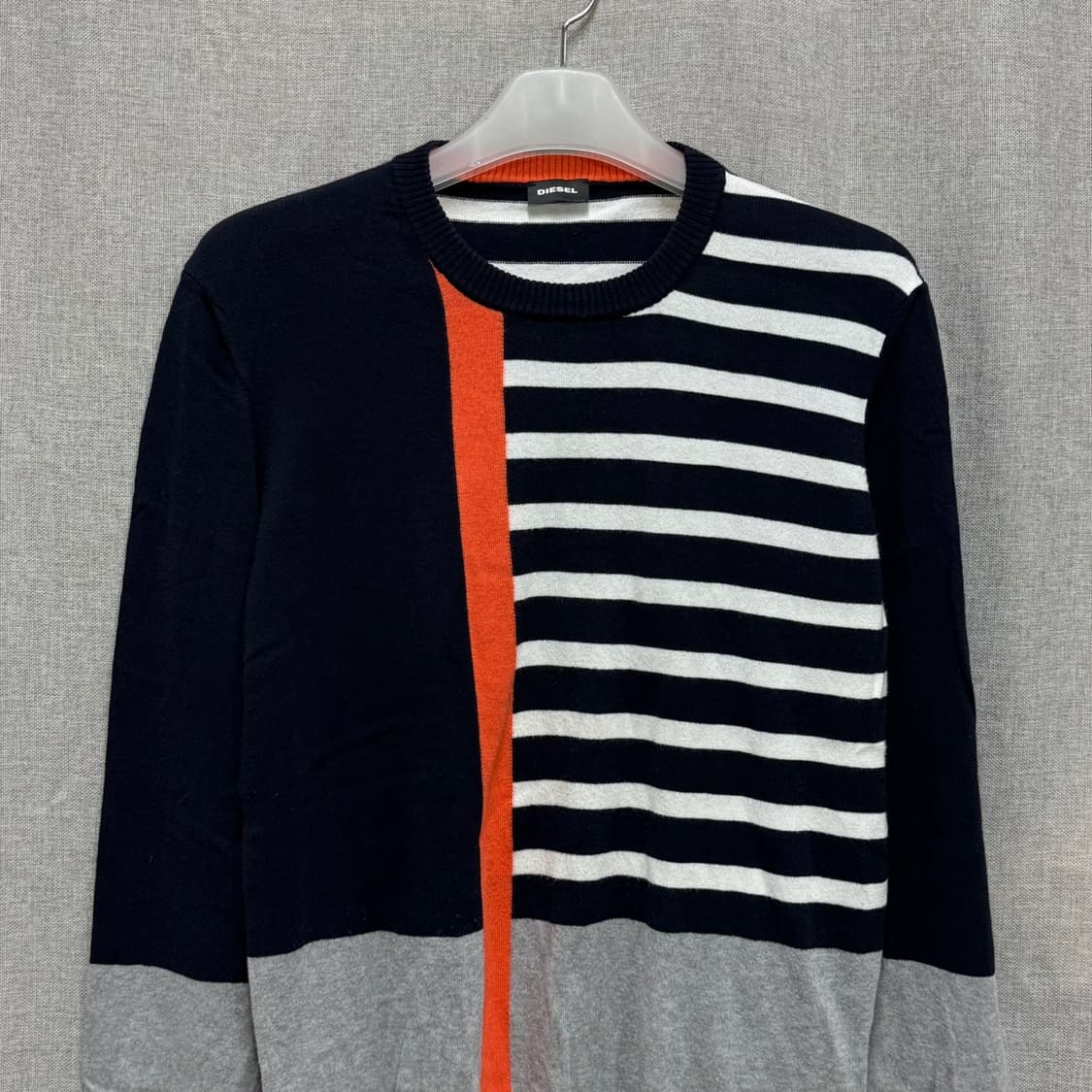 [L] 디젤(DIESEL) 스트라이프 얇은 코튼 긴팔 니트 상품이미지3