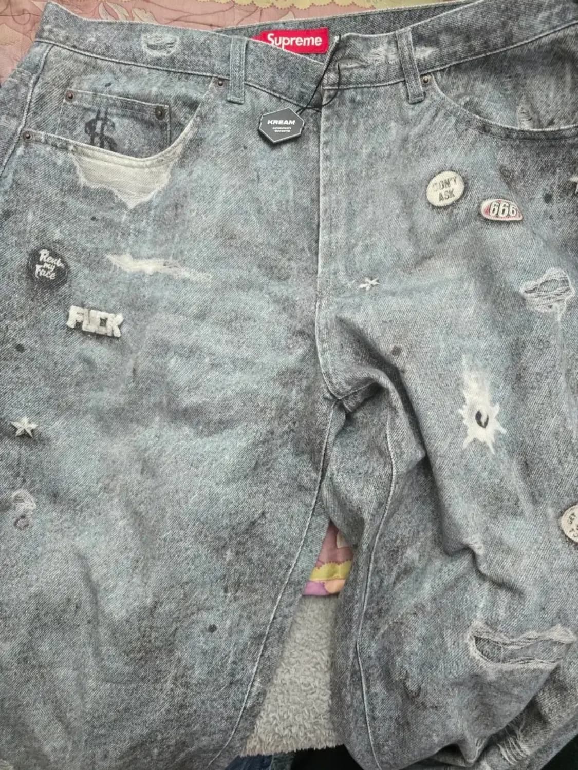 (34)슈프림 HJR 트롱프 뢰유 루즈 핏 진 블루 34사이즈 상품이미지3