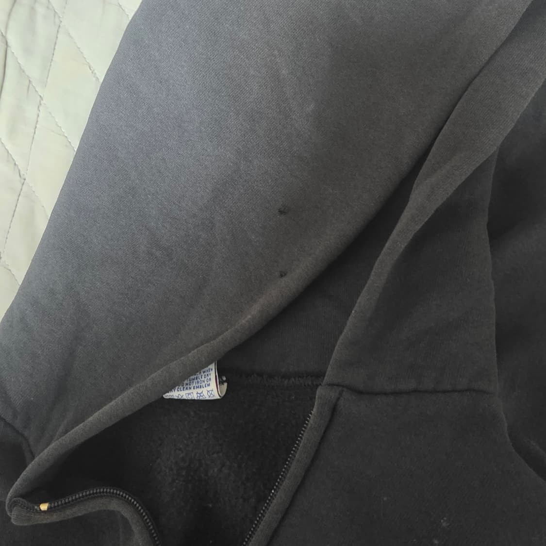 [XL] 90s USA 빈티지 러셀 애슬레틱 후드집업 블랙 페인팅 상품이미지7