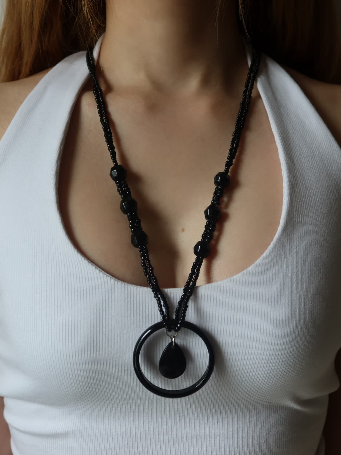 bold black ring pendant necklace 상품이미지1