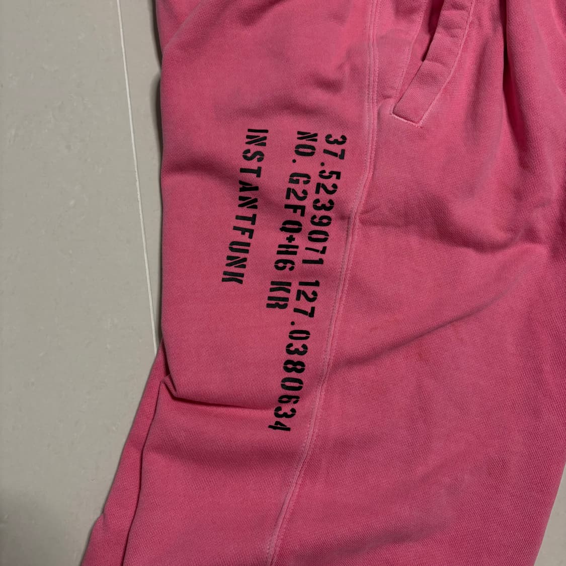 정품 인스턴트펑크 피그먼트 핑크 와이드 스웻 조거팬츠 밴딩 바지 상품이미지6