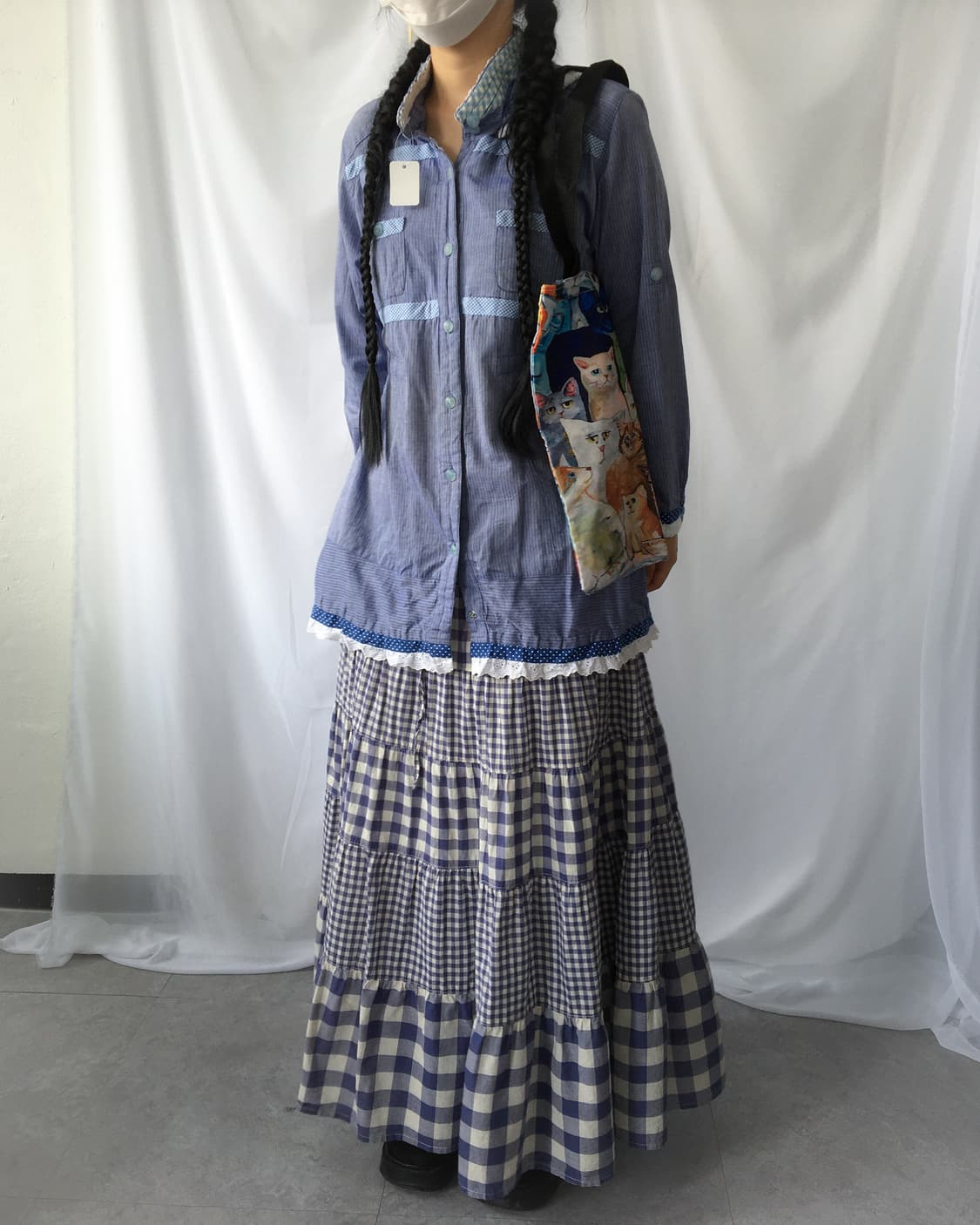 Dot pattern trimming high neck hood jack 상품이미지10