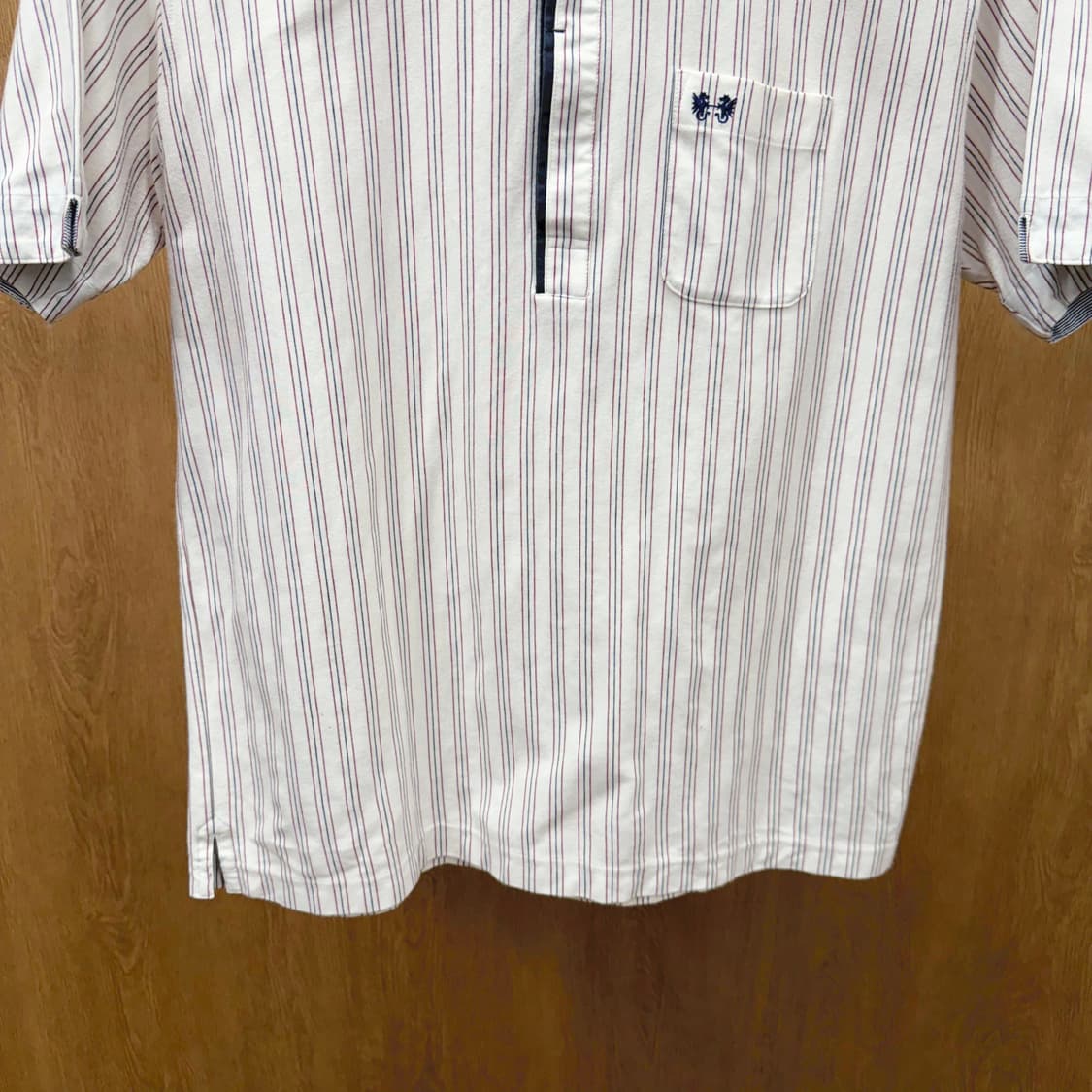 맥그리거 스트라이프 카라 반팔 티셔츠 하프 버튼업 디테일 아이보리 상품이미지5