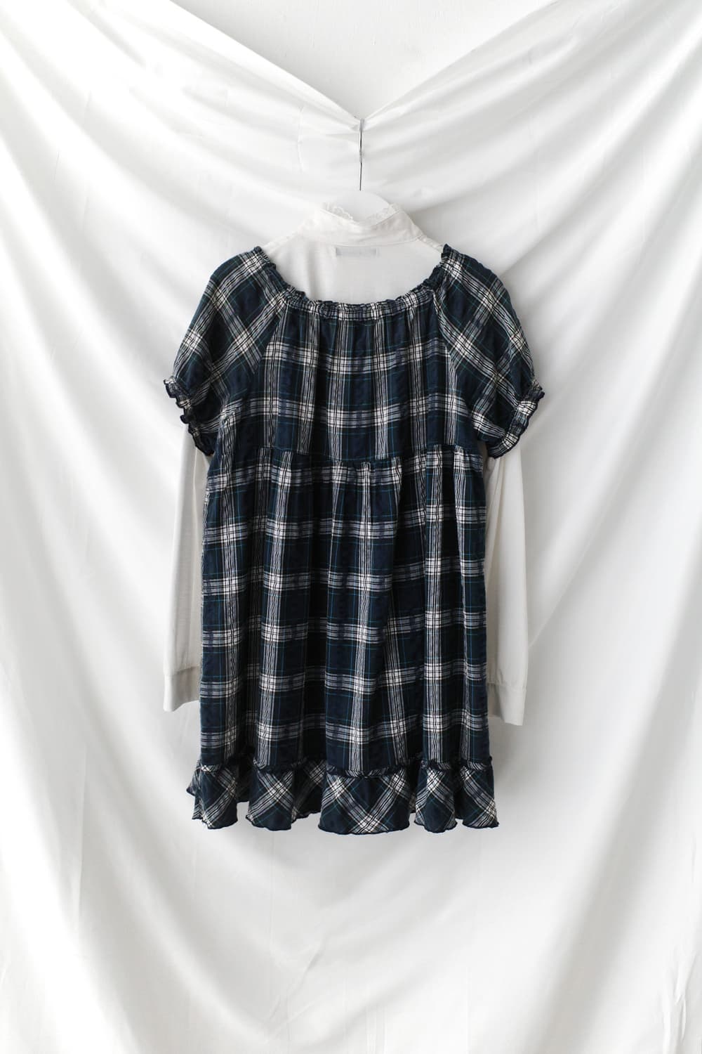 lace shirt + check half blouse (set)  상품이미지2