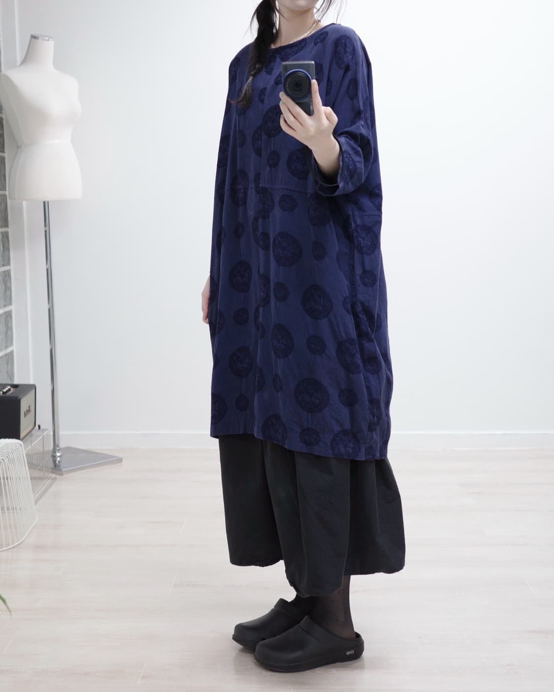 Pastel Leaf Navy dot One-piece 상품이미지3