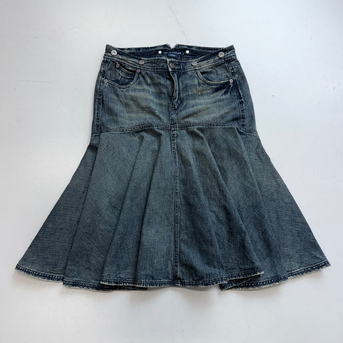 폴로 데님 플리츠 미디 스커트 상품이미지2